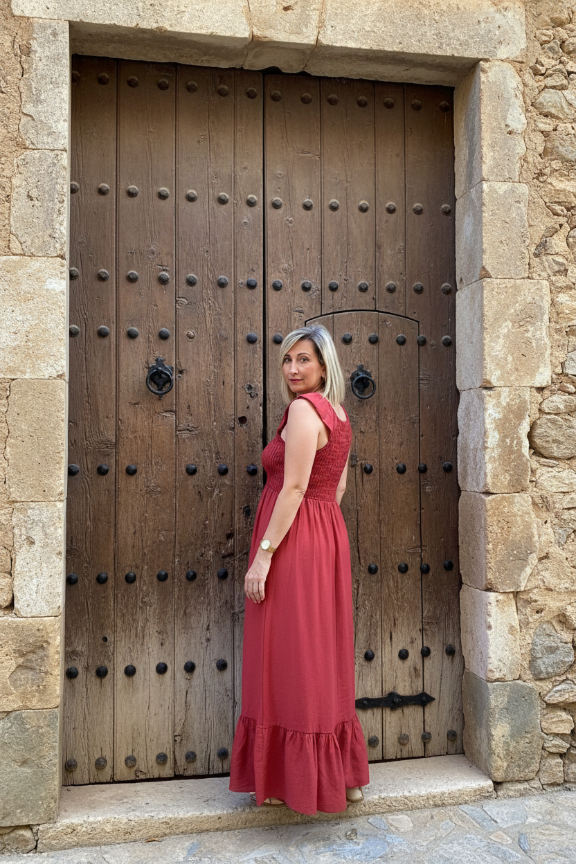 Vestido rojo - espalda con portón